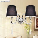 Modern black and chrome crystal wall mount light bedroom sconce