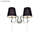 Modern black and chrome crystal wall mount light bedroom sconce
