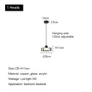 Modern black and chrome glass led chandelier living room light