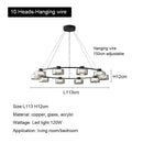 Modern black and chrome glass led chandelier living room light