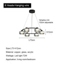 Modern black and chrome glass led chandelier living room light