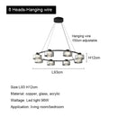 Modern black and chrome glass led chandelier living room light