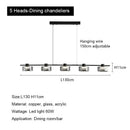 Modern black and chrome glass led chandelier living room light