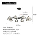 Modern black and chrome glass led chandelier living room light