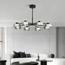 Modern black and chrome glass led chandelier living room light