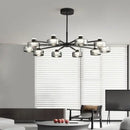 Modern black and chrome glass led chandelier living room light