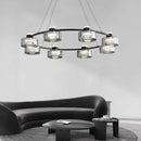 Modern black and chrome glass led chandelier living room light