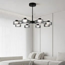 Modern black and chrome glass led chandelier living room light