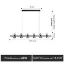 Modern black and chrome linear led strip lamp kitchen island light