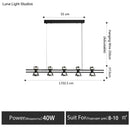 Modern black and chrome linear led strip lamp kitchen island light