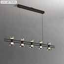 Modern black and chrome linear led strip lamp kitchen island light