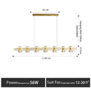 Modern black and chrome linear led strip lamp kitchen island light