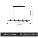 Modern black and chrome linear led strip lamp kitchen island light