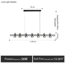 Modern black and chrome linear led strip lamp kitchen island light