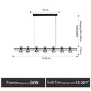 Modern black and chrome linear led strip lamp kitchen island light