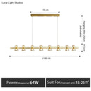 Modern black and chrome linear led strip lamp kitchen island light