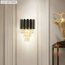 Modern black and clear crystal wall sconce bedroom tiered light