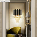 Modern black and clear crystal wall sconce bedroom tiered light