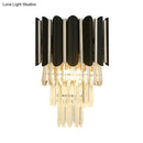 Modern black and clear crystal wall sconce bedroom tiered light