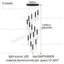 Modern black and clear glass cylindrical chandelier staircase light