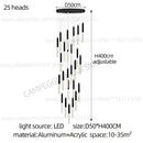 Modern black and clear glass cylindrical chandelier staircase light