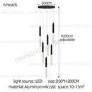 Modern black and clear glass cylindrical chandelier staircase light