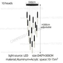 Modern black and clear glass cylindrical chandelier staircase light