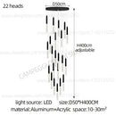 Modern black and clear glass cylindrical chandelier staircase light