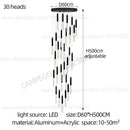Modern black and clear glass cylindrical chandelier staircase light