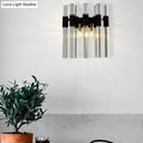 Modern black and clear glass tube wall lamp for living room