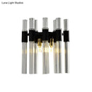 Modern black and clear glass tube wall lamp for living room