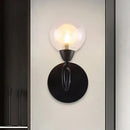 Modern black and clear glass wall lamp living room light fixture