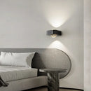 Modern black and copper bedroom wall lamp with glass dome