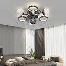 Modern black and crystal led ceiling fan with lights bedroom