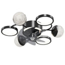 Modern black and crystal led ceiling fan with lights bedroom