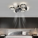 Modern black and crystal led ceiling fan with lights bedroom