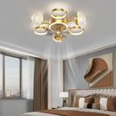 Modern black and crystal led ceiling fan with lights bedroom
