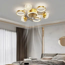 Modern black and crystal led ceiling fan with lights bedroom
