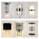 Modern black and crystal wall lamp for living room glass sconce
