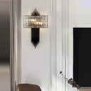 Modern black and crystal wall lamp for living room glass sconce