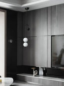 Modern black and frosted glass suspension kitchen ceiling pendant