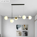 DecorBites™ Brass Sphere Ceiling Light with Adjustable Cord - Industrial 5-Light Island Pendant, Amber/Milky White/Smoke Grey Glass Shades