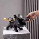 Modern black and gold bulldog butler tray living room storage statue