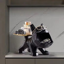 Modern black and gold bulldog butler tray living room storage statue