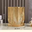 DecorBites™ Ceramic Bag Vase with Artificial Flowers for Modern Home Decor