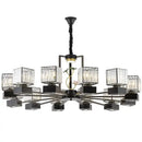 Modern black and gold crystal dining room chandelier with vine design