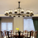 Modern black and gold crystal dining room chandelier with vine design