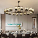 Modern black and gold crystal dining room chandelier with vine design
