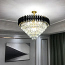 Modern black and gold crystal pendant chandelier dining room light