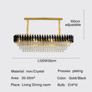 Modern black and gold crystal pendant chandelier dining room light